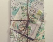 Vintage 1961 Atlas Upcycled Envelopes - Set of 10 - & 10 address labels/envelope seals