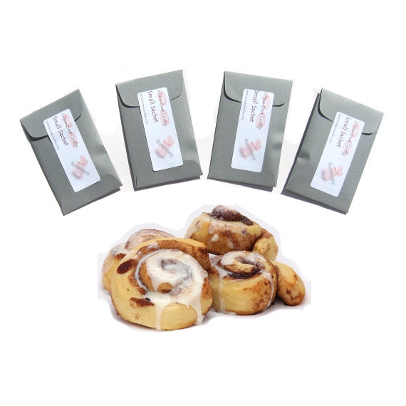 4 Cinnabun Sachets Cinnamon Scented Mini Envelope Home Fragrance Decor Roll Bun Sweet Beige Grey Modern Vegan Small