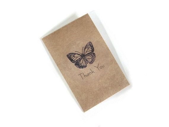 24 Cottage Chic Wedding Favors Mini sachets Custom Indigo Ink Butterfly Kraft Brown Neutral Paper Personalized Vegan Rustic