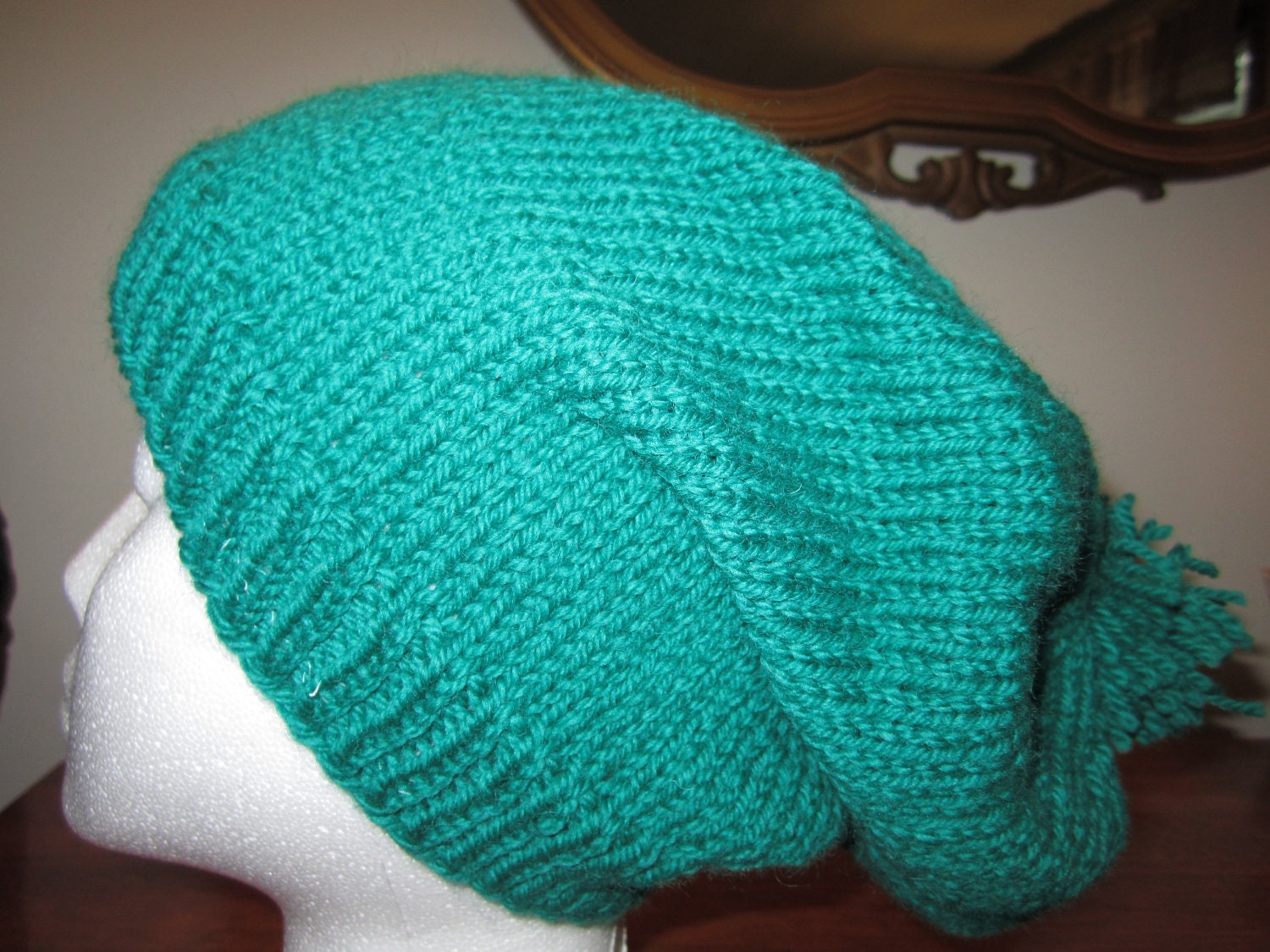 Kelly Green Slouchy Hat with Pom Pom