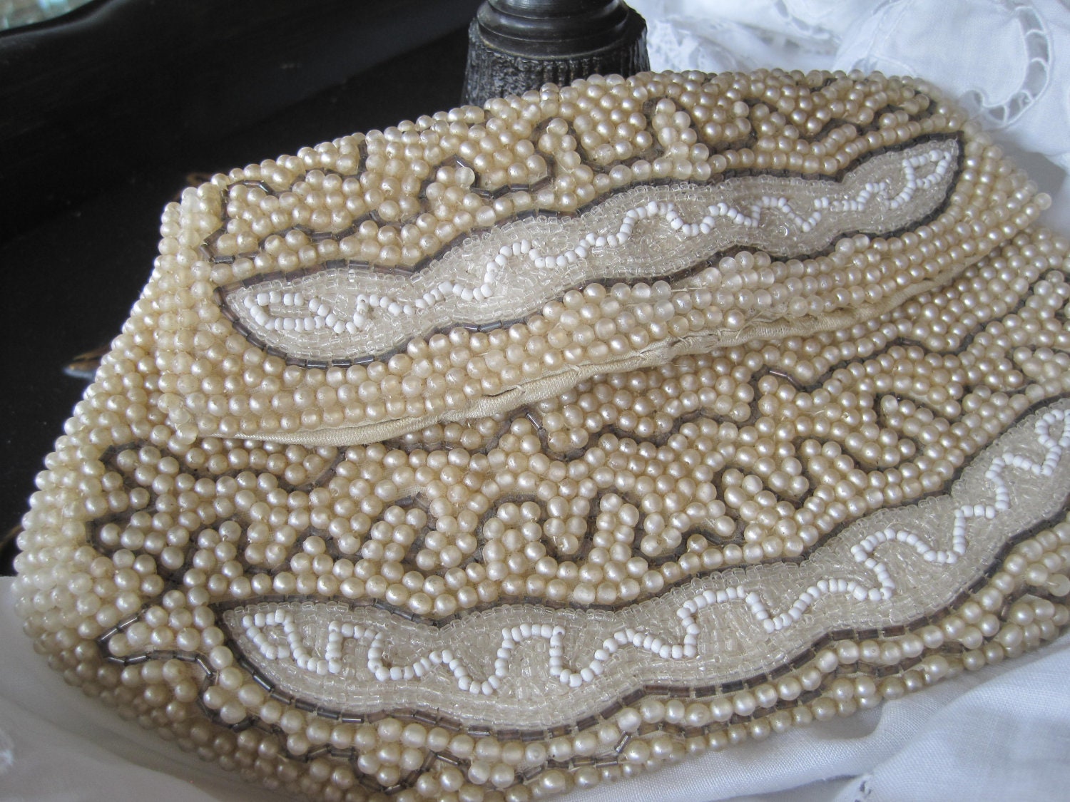 Beaded Pearl Made In Japan Vintage 30s Clutch Purse