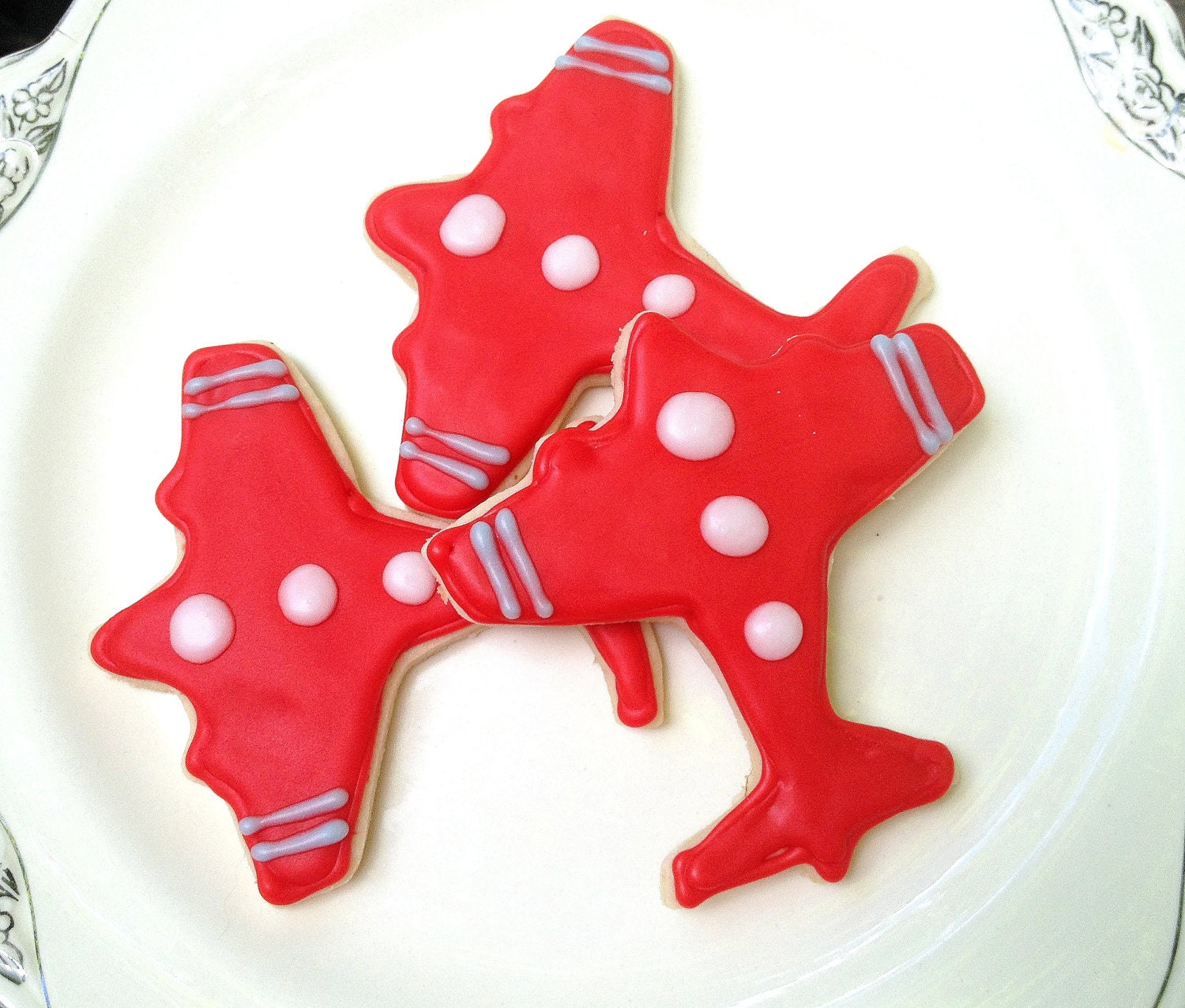 Red Airplane Sugar Cookie Iced Decorated Cookie Blue Party Favor