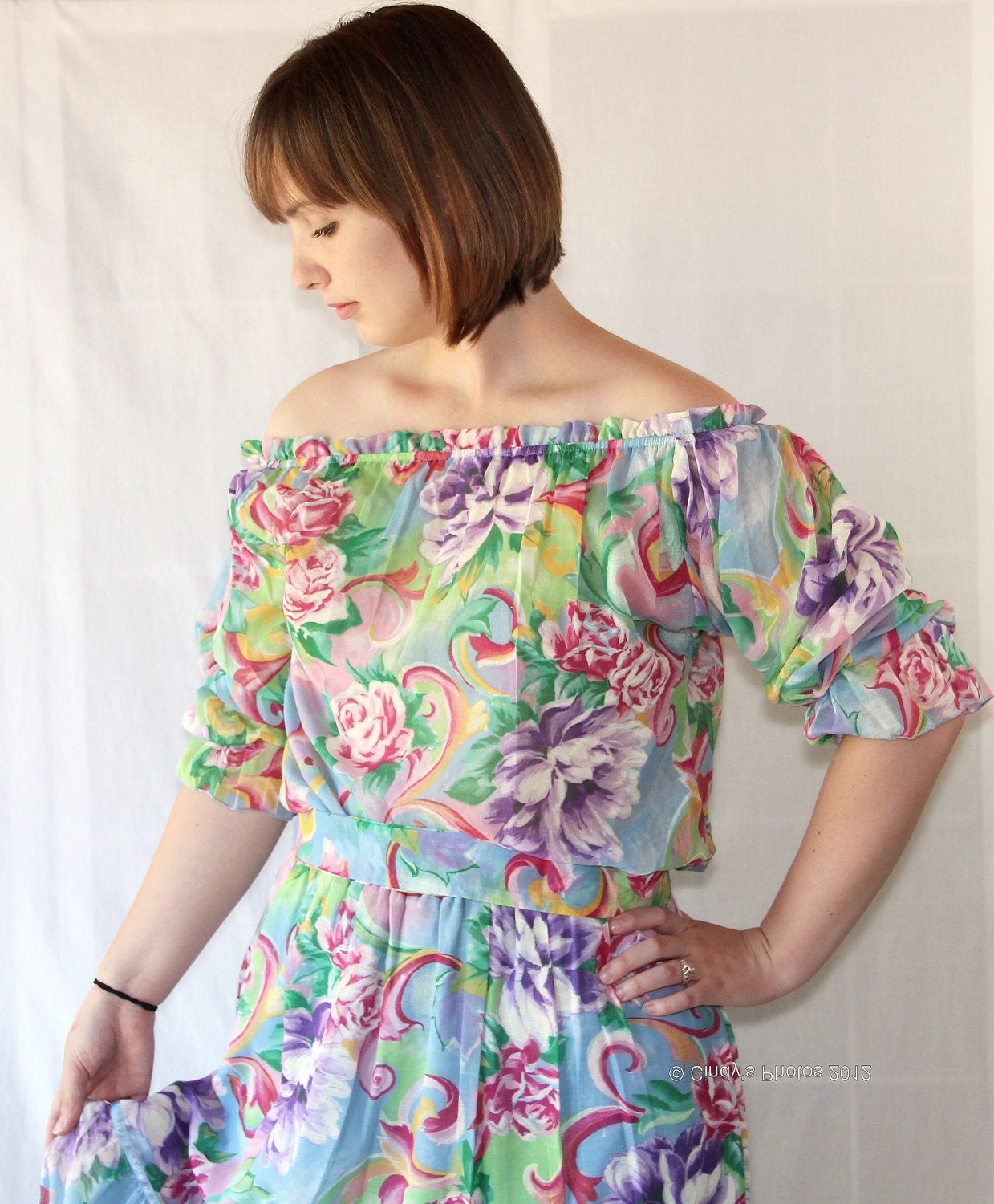 SALE 80s Maxi Dress / Skirt / Peasant Blouse / by PetticoatsPlus