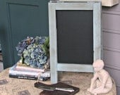 Vintage MINI Tabletop French Cafe Sidewalk Chalkboard, Duck Egg Blue