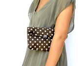 30% SALE Fold Over Clutch, Brown and White Purse,Fall Fashion Clutch, Chocolate Cosmetic Bag, Handbag, Make up Pouch