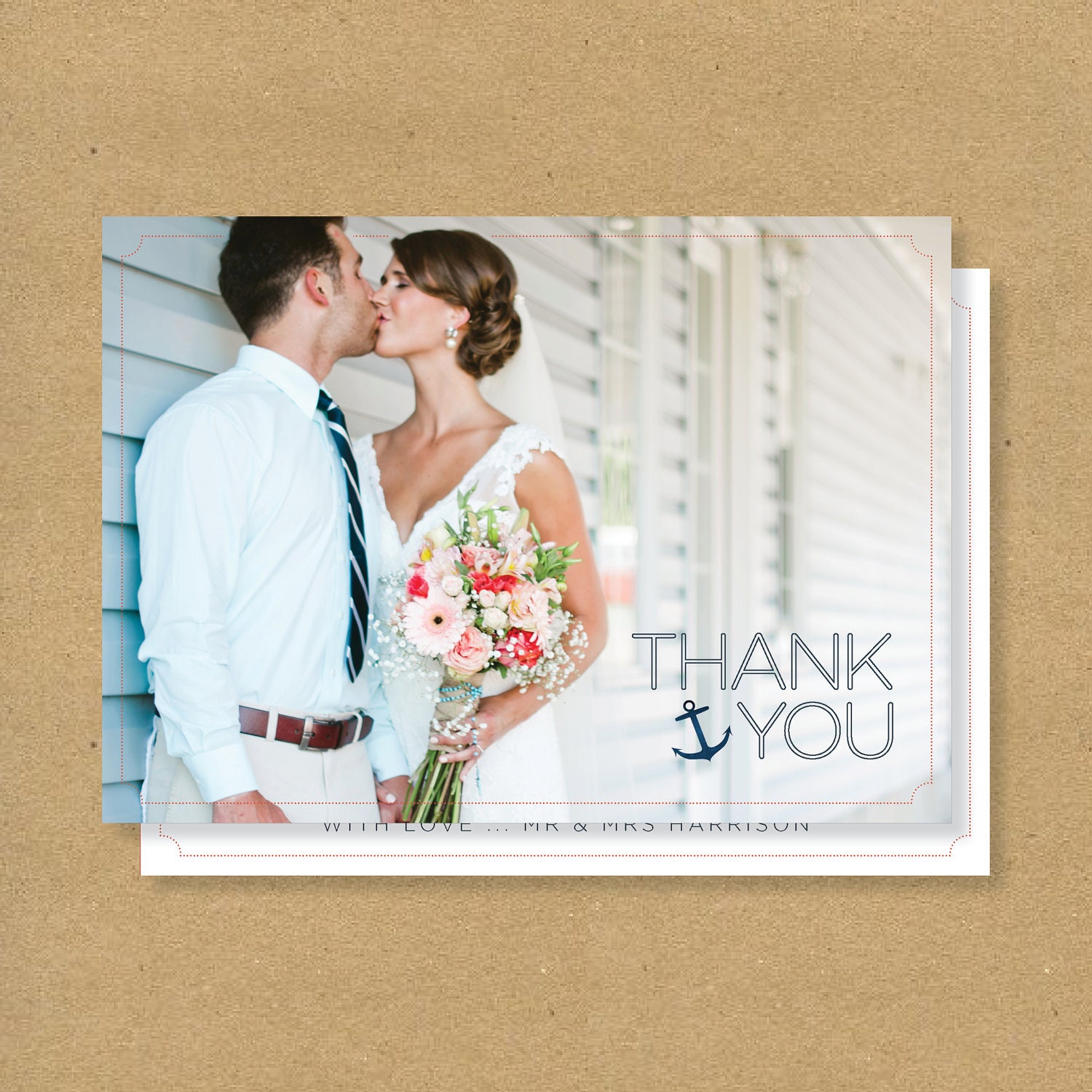 Customized Wedding Thank You Card -  NAUTICAL // ANCHOR