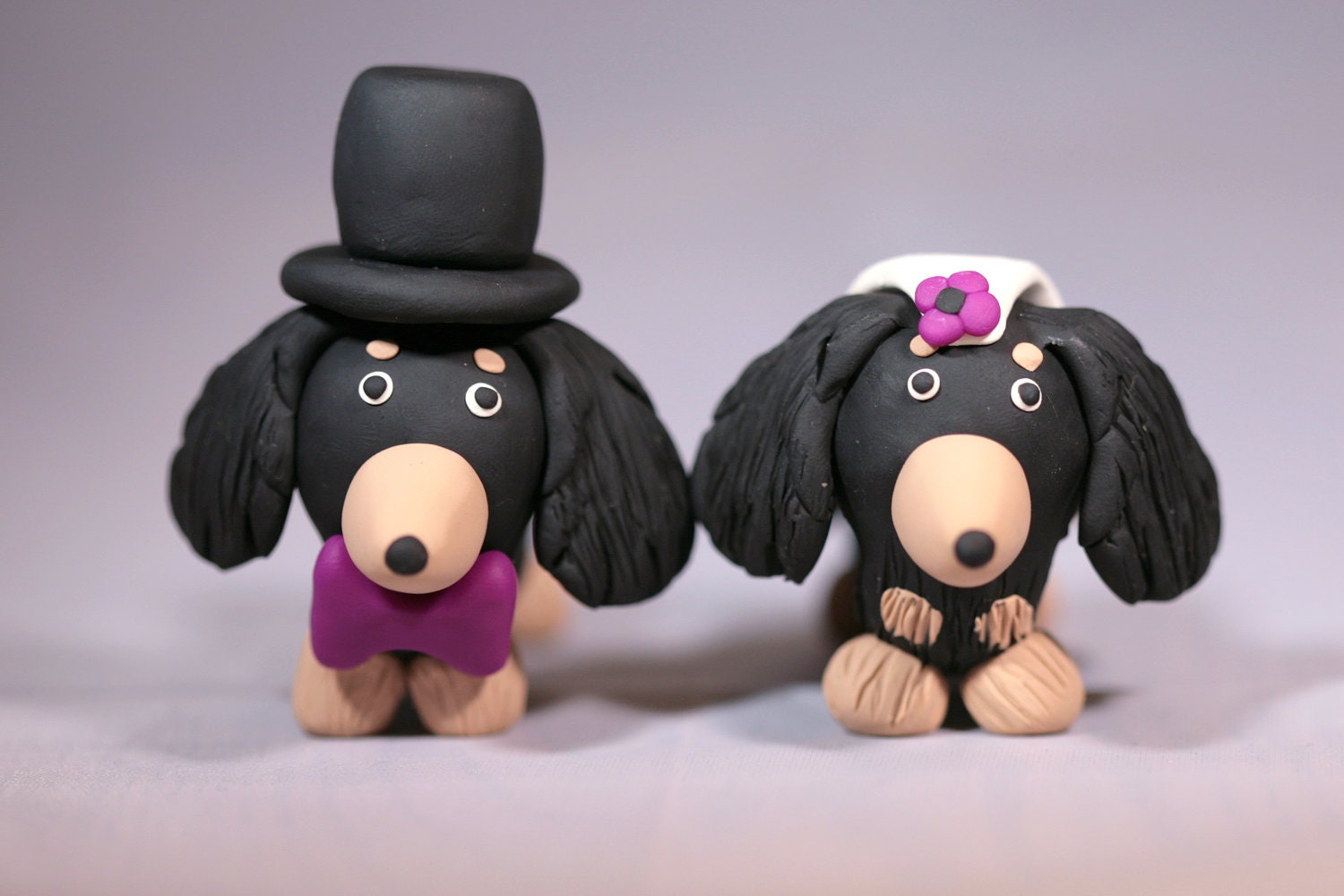 Long Haired Daschund Weiner Dog Wedding Cake Topper