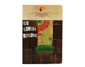 Journal Notebook Diary Notepad  - Garden Journal - 5 in by 7 in with 80 Lined sheets - Brown Red Green - Lined Journal