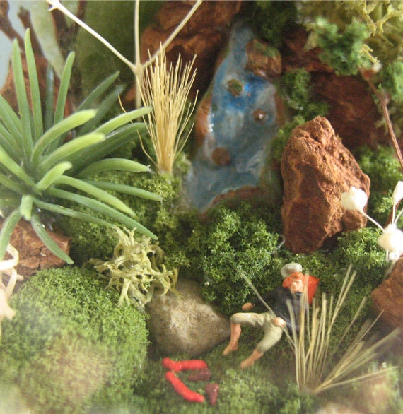 Resting Hiker Scene Glass Ornament