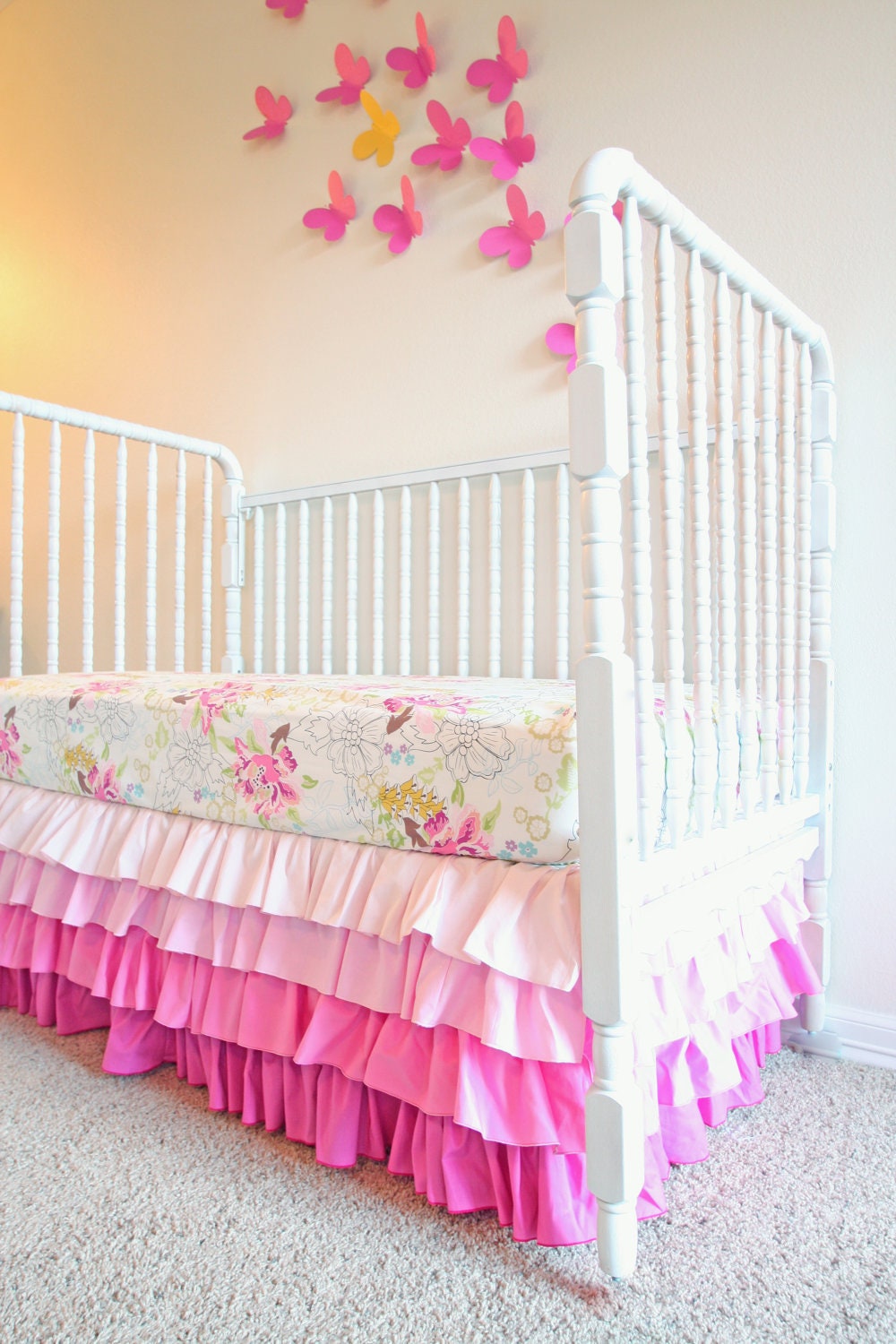Designer Bumperless Sweet Pink Crib 2 piece set