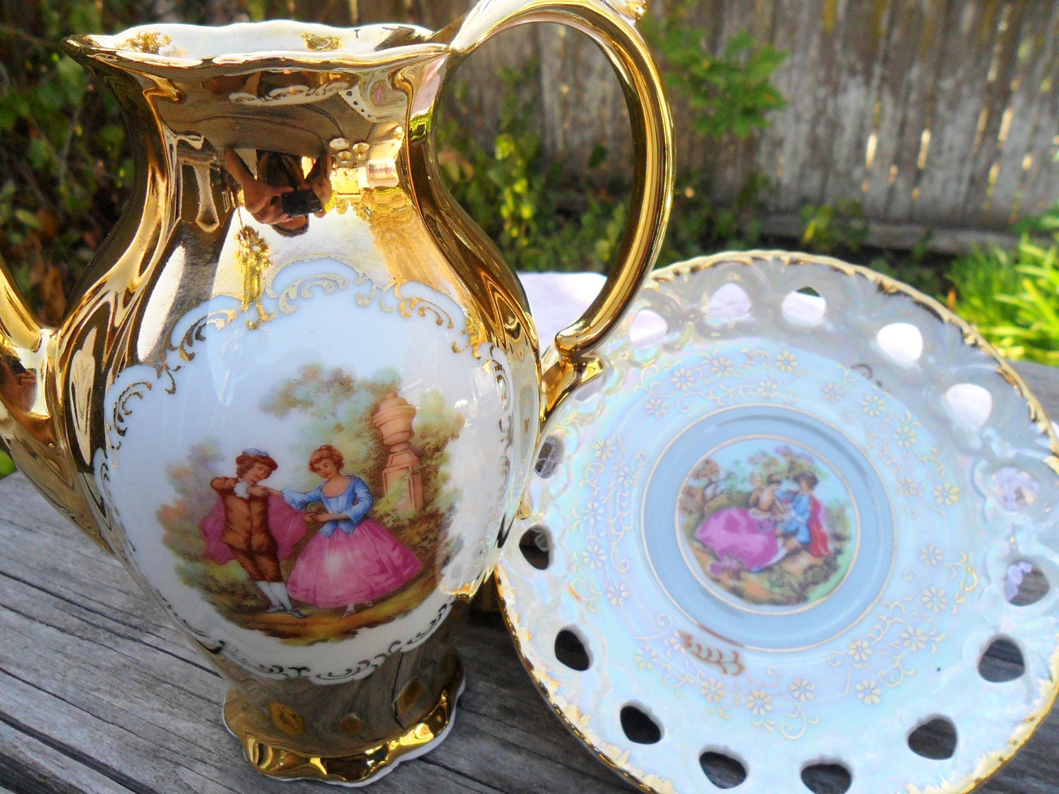 Vintage Tea Set Bavaria Gilt Demitasse 10 Piece STW Bareuther Waldssen