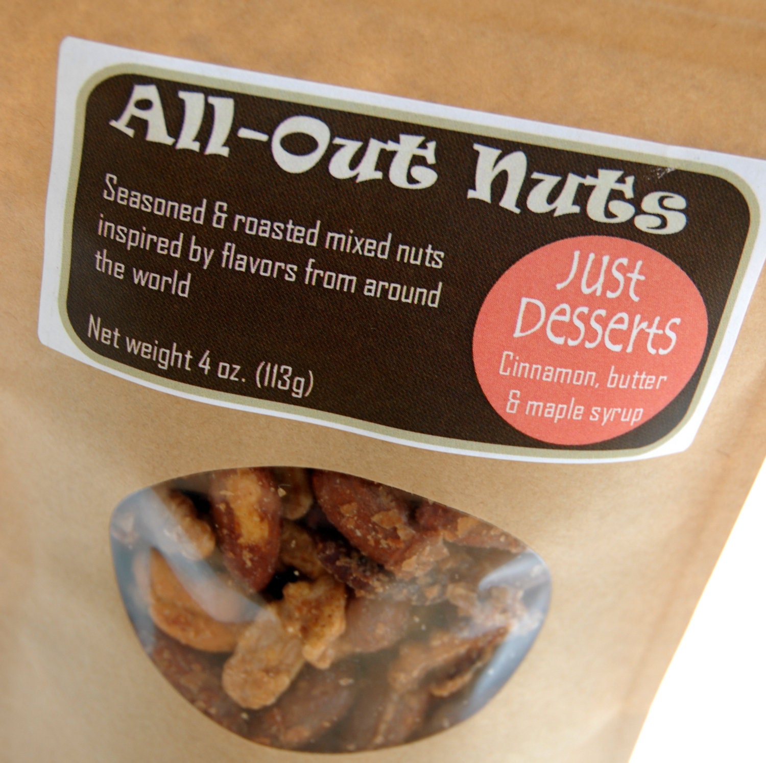 JUST DESSERTS all natural roasted nuts (4 oz. pouch)