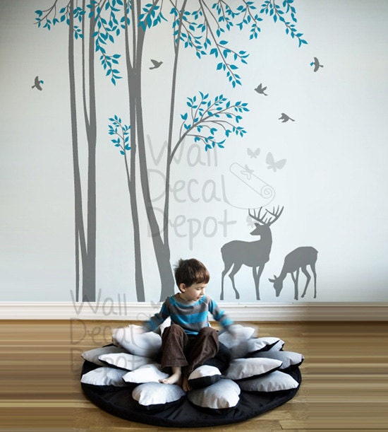 Wall Decal Wall Sticker Art - tree decal with deer decal
