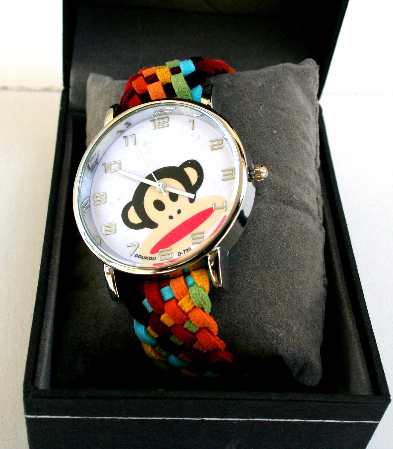 Large Face Wrist Watch Multicolor Suede Leather Watch Handmade Jewelry Gift For Teens Sister Girlfriend Bff Birthday  - By PIYOYO