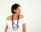 Jersey necklace - fabric flowers  copper spirals beads - spring - OOAK handmade - ready to ship