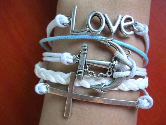 cross bracelet,love bracelet,anchor bracelet---B102