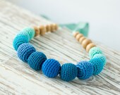 Caribbean Breeze Nursing Necklace - ombre blue - gift for a new mom, teething necklace for mom to wear, montessori