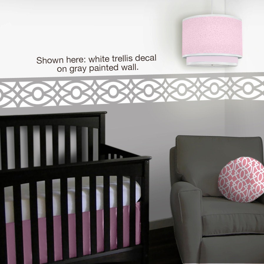 Trellis Nursery Wall Decals - 12 foot border - Pink Gray Nursery - Children Wall Decal