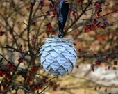 Twilight Christmas Ornament- Custom Paper Pine Cone Ornament from Twilight Book Pages, Black and White Christmas, Book Page Decor