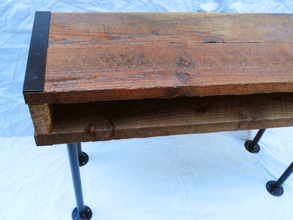 5 ft Industrial Salvaged Barnwood Desk with pipe legs
