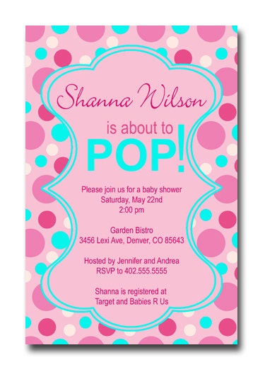 Polka Dot About to POP Baby Shower or Sprinkle Invitation Card  - You Print