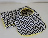 Chevron Baby Bib and Burp Cloth Set, Black and White Chevron Bib and Burp Cloth, Minky Bib and Snap Closure