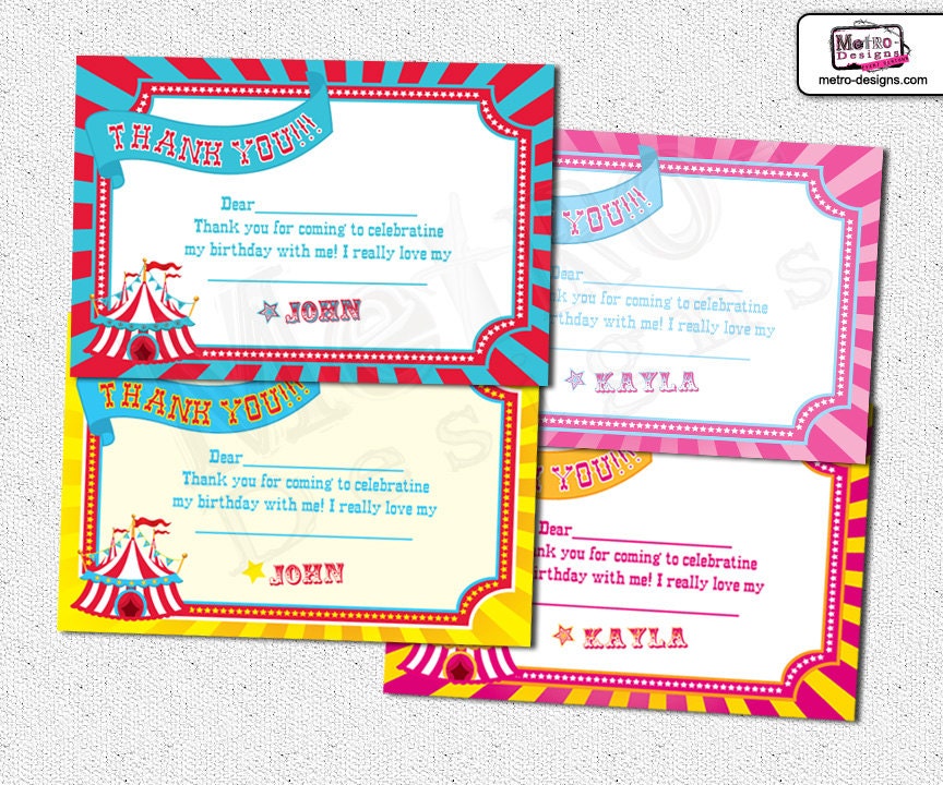 Circus or Carnival - Thank You Cards Il_570xn