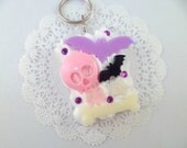 Creepy Cute Kawaii Decoden Whipped Cream Pastel Skull Bat Bone Spooky Keychain