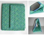 iPad Cover iPad Case Hardcover with Stand iPad 2 Cover iPad 3 Case- Green with Blue Flowers