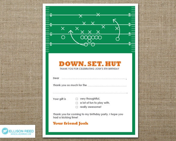 Football Birthday - football thank you note - printable party - Birthday Invitation - Football invitation - DIY Printable Invitation Il_570xn