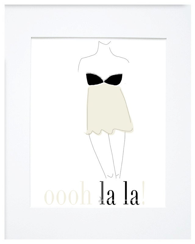 Oooh La La Black and Beige Lingerie 8.5 x 11 Print