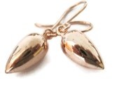14K Rose Gold  Teardrop Earrings, Rose Gold Earrings, Acorn Earrings