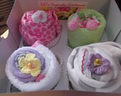 Washcloth Onesie Socks Baby Shower Gift- Baby Cupcake - Unique Shower Gift - Princess Cupcake 2 Onesies 4 Washcloths