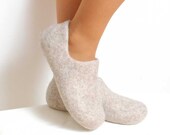 Felted organic wool clogs just beige - eco friendly cream unisex slippers - handmade felt wool house shoes