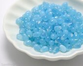 Aqua Blue Czech Glass Teardrop Beads 6mm (50) Sky Milky Pressed Dagger