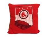 T-shirt Pillow - Fenway Park Red Sox Boston baseball recycled t-shirt pillow throw cotton tshirt throw