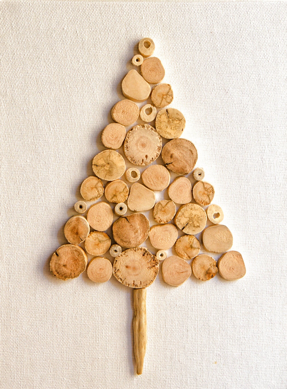 Driftwood Christmas Tree on canvas,Wooden  Christmas Tree,Christmas  Decoration, Decorative Christmas Tree
