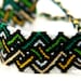 Green & Yellow Tribal Friendship Bracelet - woven zig zag pattern Macrame, Geometric Design with interlocking zigzags