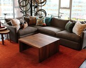 Locally Salvaged solid Walnut coffee table with custom color epoxy fill