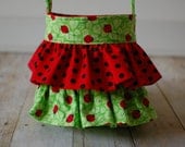 Made to Order- Ruffled Crayon Tote- Ladybugs- The 'Hollie' Bag