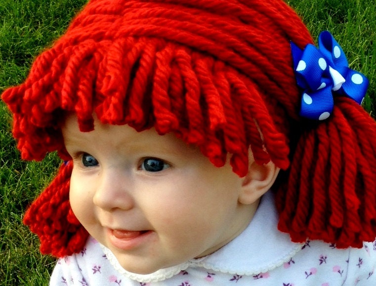 Newborn Raggedy ann wig, Baby hat, Newborn Halloween Costume, baby costume, Raggedy ann costume, girl costume, baby hats, photo prop