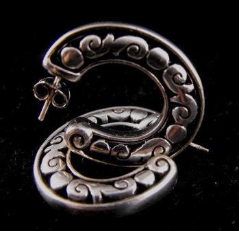 Mexican Silver Earrings Fat Hoops Vintage Pierced Style 25.00 obo