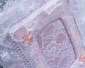 June Bride Sale Price-Pink Satin with White Lace Overlay Wedding Custom Paded Photo Album/Scrapbook/Guest Book