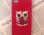 Steampunk Owl Red hard case For Apple iPhone 4 case iPhone 4s case cover