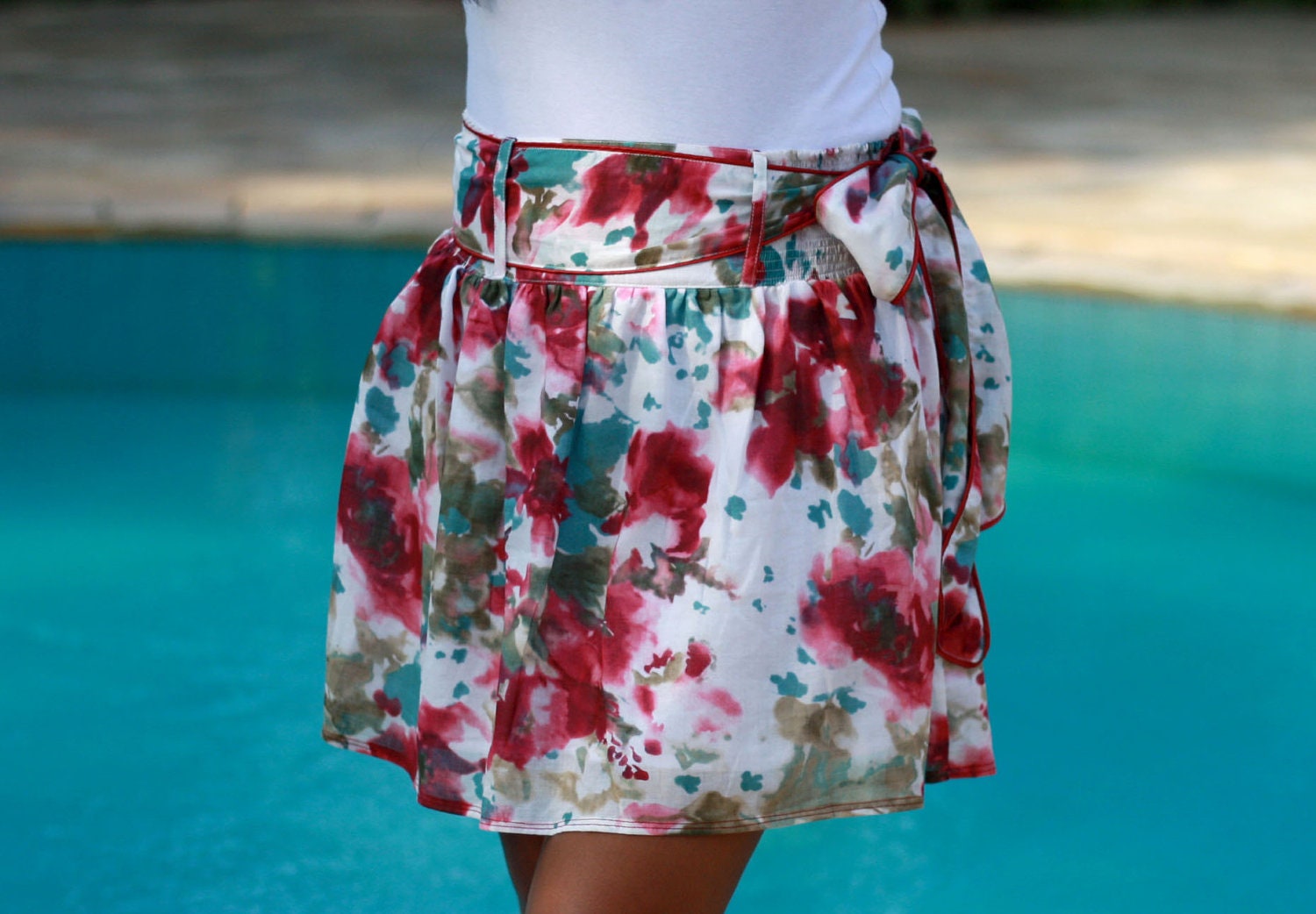 ON SALE Spring Blueberry Splash Abstract Floral Mini Skirt