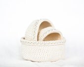 Makeup and jewelry boxes. Storage Baskets. Organizer containers. Nesting bowls. Beige, pure white. Eco-Friendly