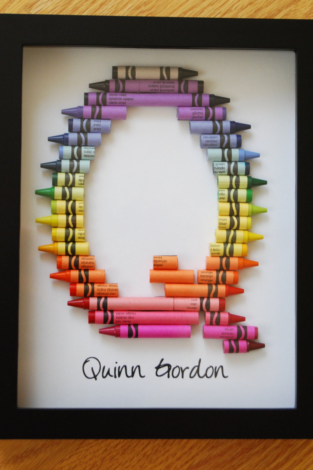 Personalized Teacher Gift: Framed Monogram in crayon or pencil