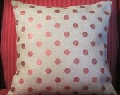 Burlap Pillow Cover, Red Metallic Dot Burlap Decorative Throw Pillow Cover, Sparkle Glitter Bling Shabby Chic Cottage Decor Cushion 16 in