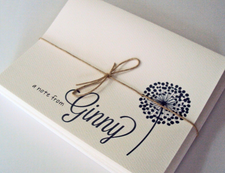 Personalized Stationery for Women - Dandelion  In Any Color - Custom Note Cards - Set of 10 With Envelopes