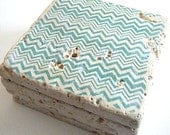 Teal Blue Chevron Coaster Set of Four